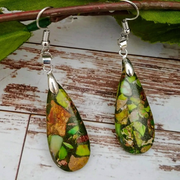 Jewelry - Lime Sea Sediment Mosaic Earrings